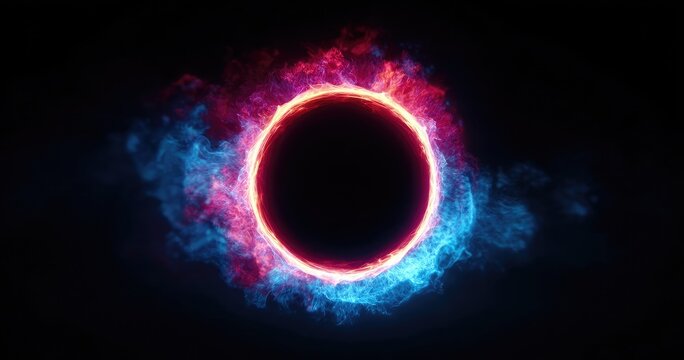 Fiery, glowing ring of vibrant colors. Empty center
