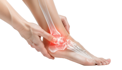 Human Foot and Ankle Pain for Health and Medical Concept Isolated on White Background