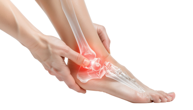 Human Foot and Ankle Pain for Health and Medical Concept Isolated on White Background