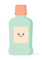 Mouthwash isolated on white background. Oral and teeth care conception. Dental hygiene. Cute flat style