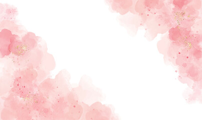 Modern abstract luxury wedding invitation designs or card templates for birthday greetings or invitations on valentines day with pink watercolor waves or fluid art in alcohol ink with gold.	
