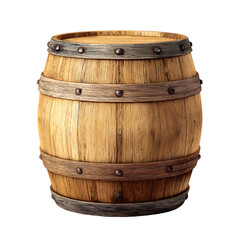 Obraz premium Wooden barrel with metal bands and rivets.