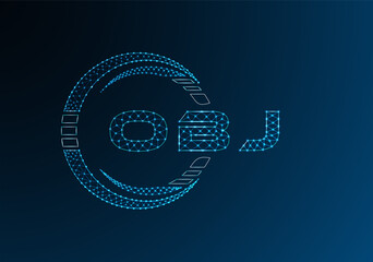OBJ low poly letter logo vector design. OBJ lower poly logo design. Low poly logo.