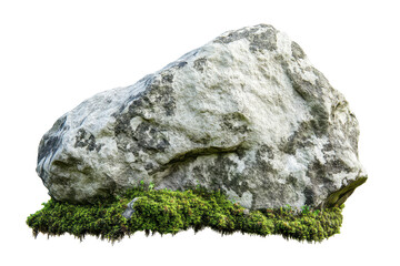 Fototapeta premium Natural rock formation covered in vibrant green moss found in a serene outdoor setting, showcasing textures and colors of nature in a peaceful atmosphere