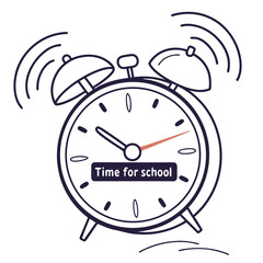 Alarm Clock Ringing Indicating It Is Time For School With a Schedule