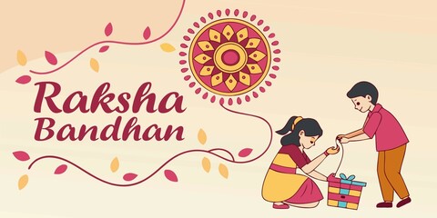Indian Festival Raksha Bandhan Horizontal Vector Banner Template Design Illustration