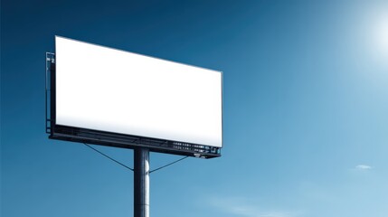 Obraz premium Billboard Against Clear Sky: Outdoor Advertising Mockup for Marketing, Promotional Campaigns, and Strategic Communication