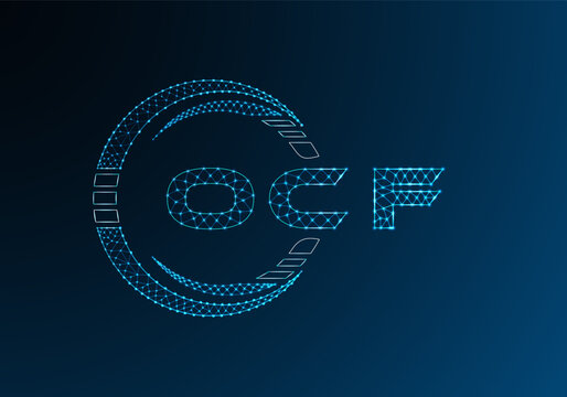 OCF low poly letter logo vector design. OCF lower poly logo design. Low poly logo.
