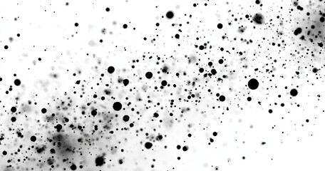 Abstract black specks scattered on white background