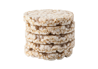 Stack of Puffed Rice Cakes Isolated on White Background for Healthy Eating and Diet Concepts