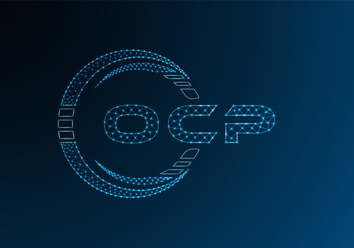 OCP low poly letter logo vector design. OCP lower poly logo design. Low poly logo.