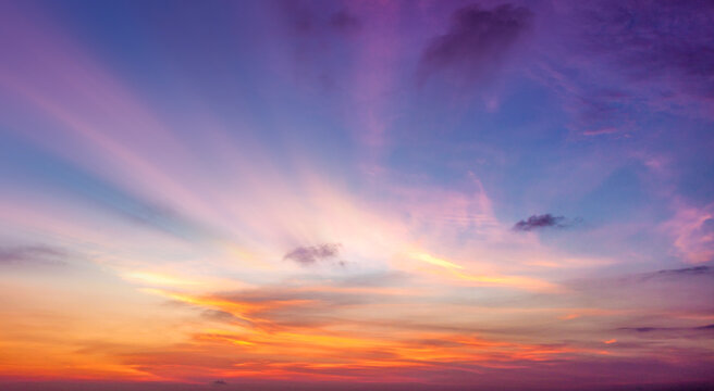 colorful dramatic sky with cloud at sunset.Sky clouds at sunset.