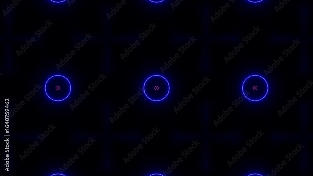 Poster pulsating neon circles glowing in seamless pattern