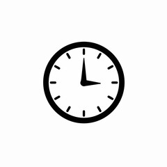 Minimalist Black Clock Icon Showing Three O'Clock on White Background, Representing Time, Schedules, and Punctuality