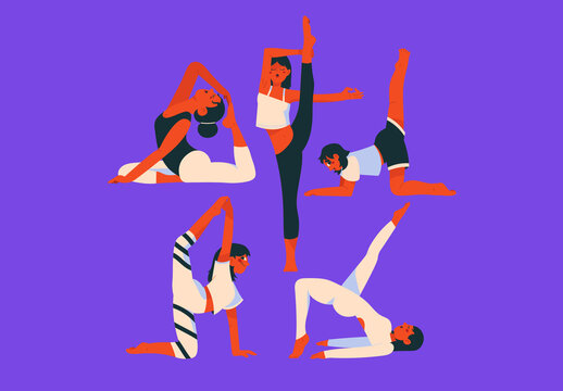 White Flat Pilates Figure Asset Illustration