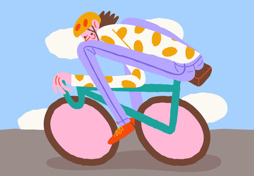 Blue Hand Drawn Cycling Full Set Illustration