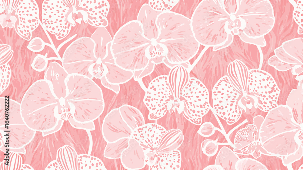 Aufkleber a delicate pink orchid floral pattern with a textured background creating a soft and elegant design
