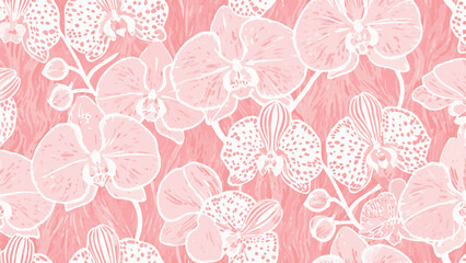 A delicate pink orchid floral pattern with a textured background creating a soft and elegant design