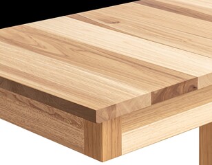 Close-up of a light-toned wooden table corner