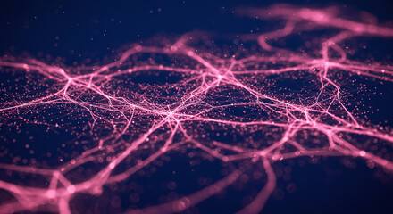Pink Neural Network Connection Abstract Technology Dark Blue Background