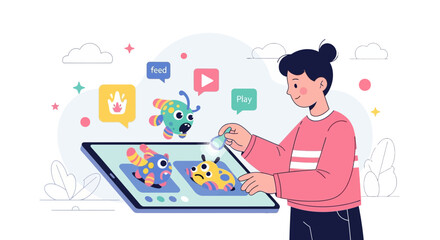 Engaging in digital pet care and virtual creature interaction using augmented reality tools for modern entertainment and lifestyle