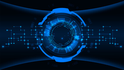 Abstract technology tech circle Hi tech line circuit board with dark blue background