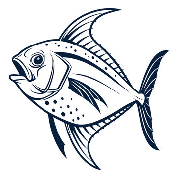 Vector Illustration of a Threadfin Trevally or Alectis indica fish illustration