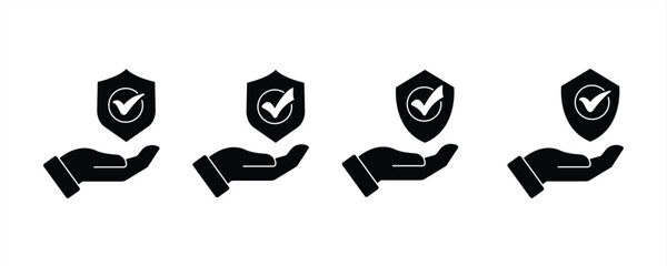 Insurance hand icon in line style. Policyholder protection hand icon. Editable strokes. Isolated on a white background. Vector illustration
