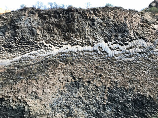 Basalt column cave in Armenia, background, wall, rock, stone, geology, volcanic, High quality