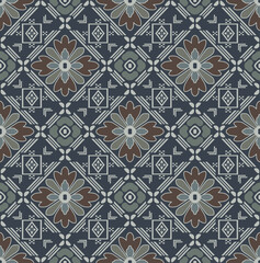 Japanese Star Diamond Flower Vector Seamless Pattern