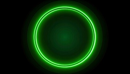 Bright green neon circle on dark background