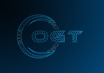 OGT low poly letter logo vector design. OGT lower poly logo design. Low poly logo.
