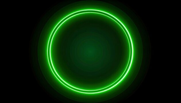 Bright green neon circle on dark background