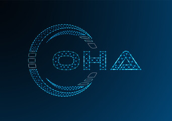 OHA low poly letter logo vector design. OHA lower poly logo design. Low poly logo.