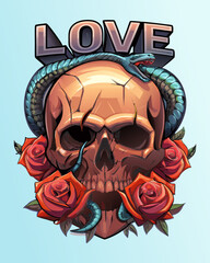 teschio con scritta LOVE 04