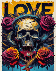 teschio con scritta LOVE 03