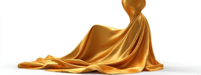 Gold fabric draped dramatically