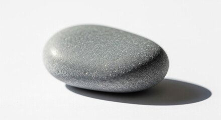 Minimalist macro close-up of smooth pebble on white background