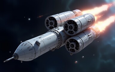 Modular rocket system, detailed concept art illustrating advanced technology and versatile module integration for space exploration. High quality