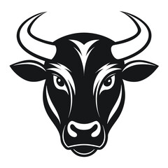 bull head silhouette vector icon on white background