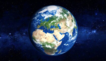 Obraz premium Stunning Earth Globe in Space Blue Planet View from Orbit with Stars Background.