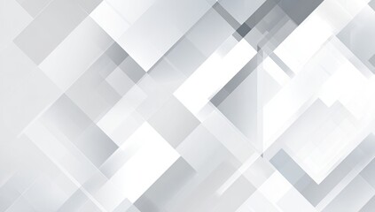 Abstract geometric shapes in light gray and white.  A dynamic pattern of overlapping squares and rectangles creates a sense of depth and movement