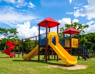 Colorful playground under a vibrant sky