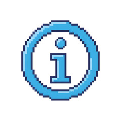Obraz premium Pixelated Blue Information Icon with Circular Frame.