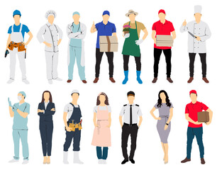 different people occupation set collection of professionals people