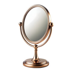 Silver table makeup mirror isolated on transparent background