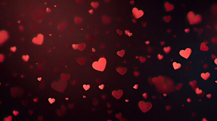 Dark background, densely filled with small, red hearts