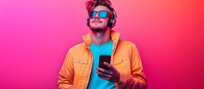 influencer or streamer young mam with mobile phone