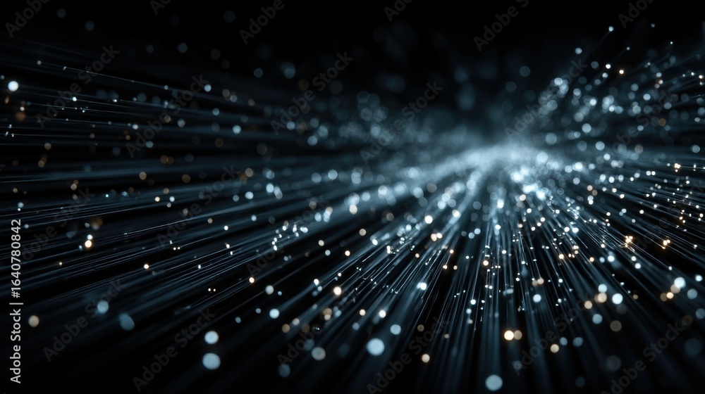 Aufkleber dynamic movement of glowing particles in a dark space creating a vibrant visual effect
