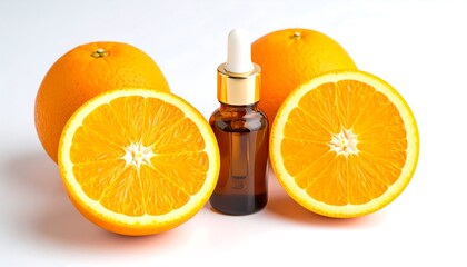 Vitamin C Serum with Oranges Skincare with Beauty, Natural Ingredients, and Healthy Lifestyle.